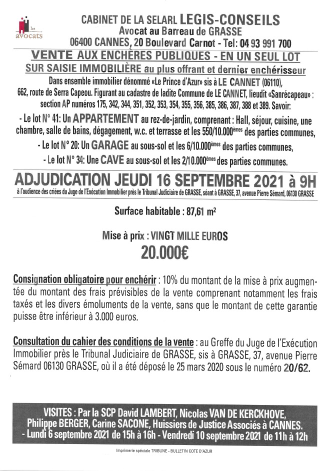 vente le cannet prince azur 16 09 21 PRINCE AZUR
